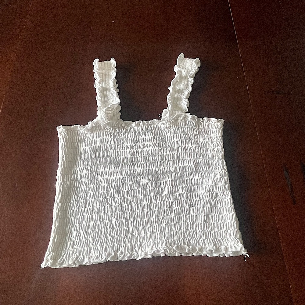 Hollister White Ruffled Tank Top